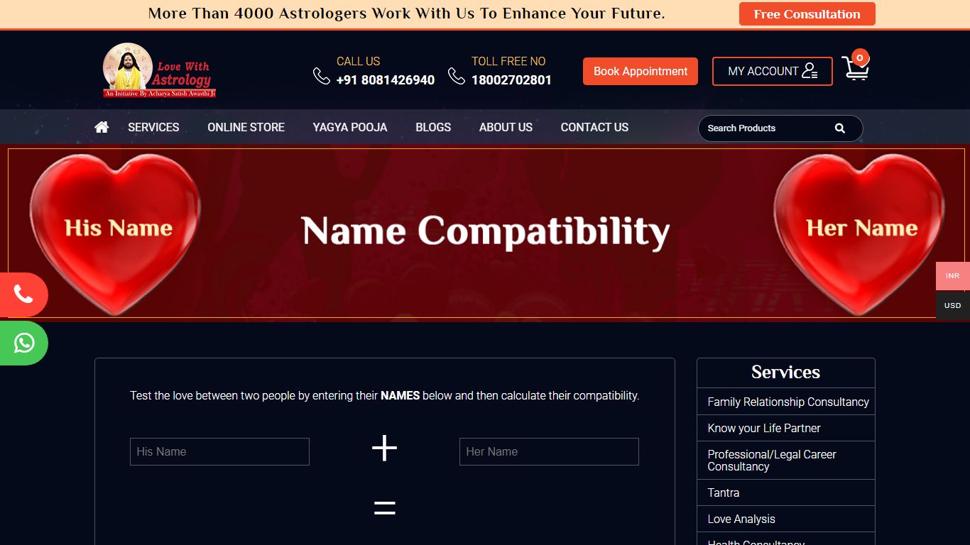 Love With Astrology | Name Compatibility